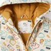 Padded rubber parka with hood and print for baby boys, white