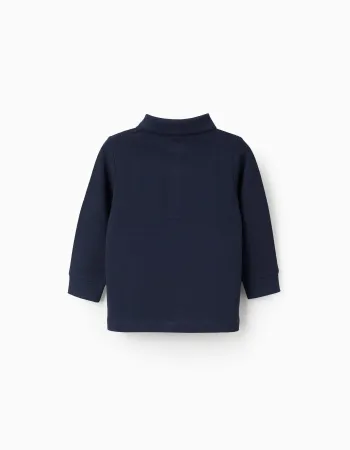 Long Sleeve Cotton Polo-shirt for Baby Boys, Dark Blue