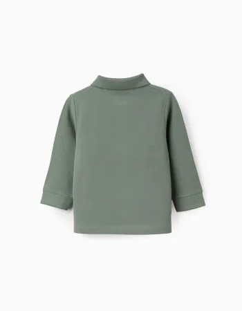Long Sleeve Cotton Polo-shirt for Baby Boys, Green