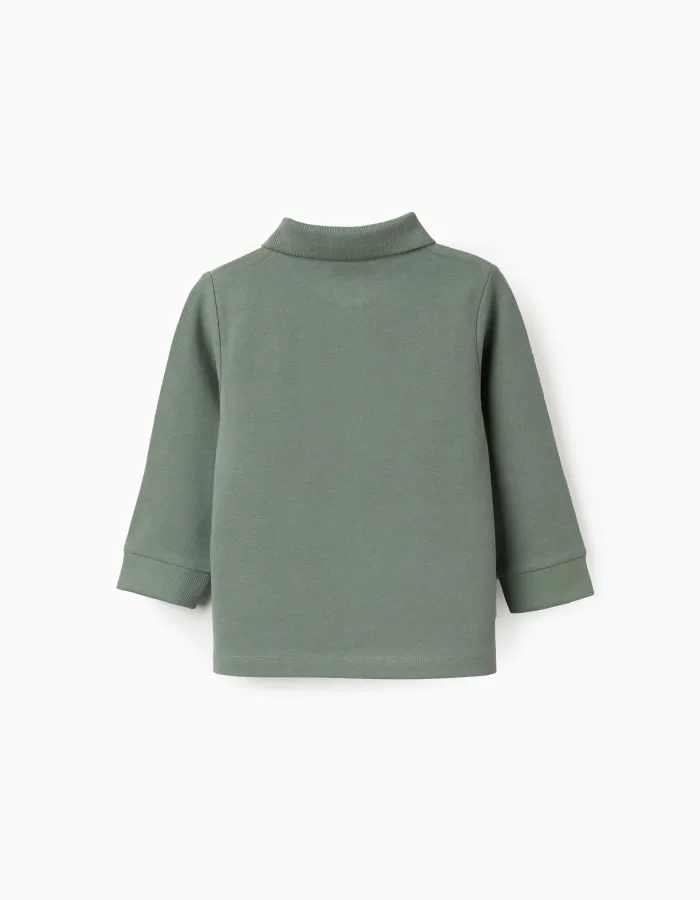 Long Sleeve Cotton Polo-shirt for Baby Boys, Green