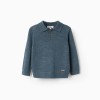 Knitted jumper with polo collar for baby boys, dark blue
