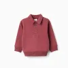 Cotton sweatshirt with polo collar for baby boys, brown