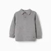 Knitted jumper with polo collar B&S for baby boys, grey