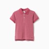 Cotton piqué polo shirt with jacquard for baby boys, dark pink
