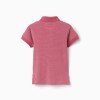 Cotton piqué polo shirt with jacquard for baby boys, dark pink