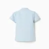 Cotton polo shirt with embossed lines for baby boys, light blue