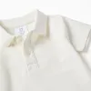 Cotton ribbed polo shirt for baby boys, white
