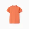 Cotton piqué short-sleeved polo shirt for baby boys, orange