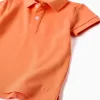Cotton piqué short-sleeved polo shirt for baby boys, orange