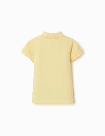 Short sleeve cotton piqué polo shirt for baby boys, yellow