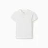 T-shirt cotton for boys, short sleeve, buttons, white