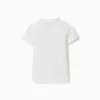 T-shirt cotton for boys, short sleeve, buttons, white
