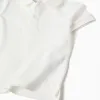 T-shirt cotton for boys, short sleeve, buttons, white