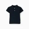 Cotton piqué short-sleeved polo shirt for baby boys, dark blue
