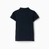 Cotton piqué short-sleeved polo shirt for baby boys, dark blue