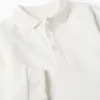 Long sleeve cotton piqué polo shirt for baby boys, white