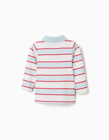 Striped long sleeve polo shirt Mickey for babies and boys, multicolour