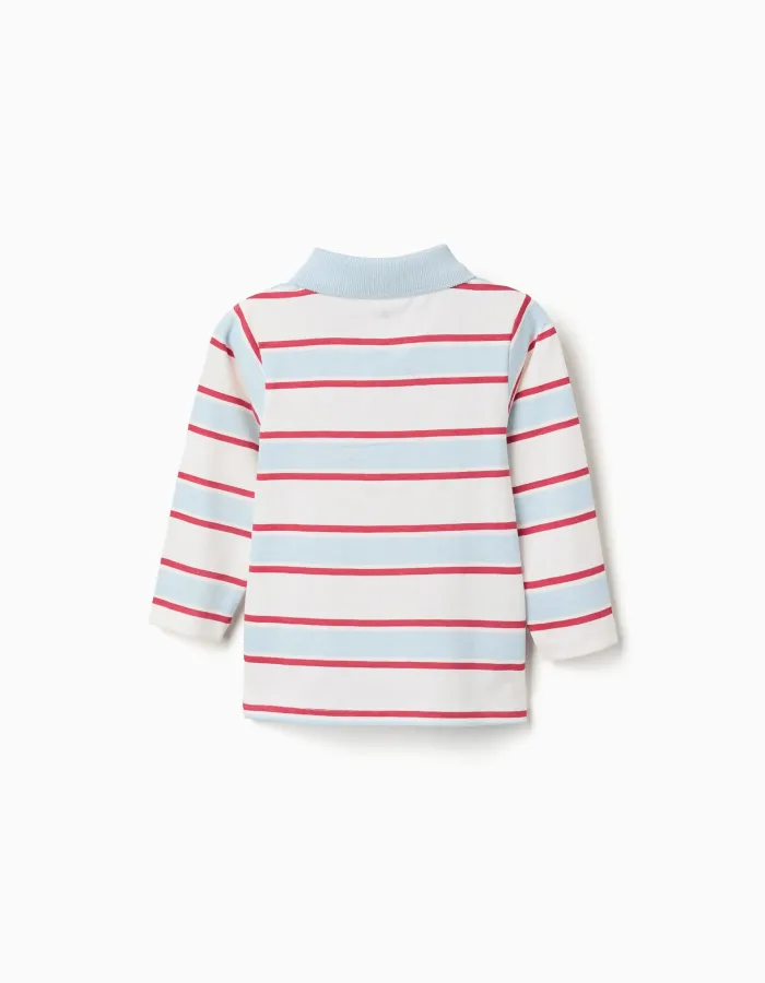 Striped long sleeve polo shirt Mickey for babies and boys, multicolour