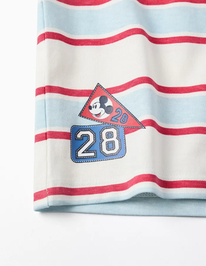 Striped long sleeve polo shirt Mickey for babies and boys, multicolour