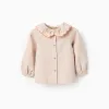 Flower Embroidered Twill Shirt for Baby Girls, Beige