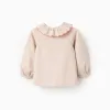 Flower Embroidered Twill Shirt for Baby Girls, Beige