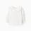 Cotton Twill Blouse with Wavy Ribbons for Baby Girls, White