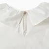 Cotton Twill Blouse with Wavy Ribbons for Baby Girls, White