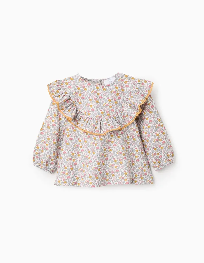 Cotton Floral Blouse for Baby Girls, Multicolour