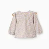 Cotton Floral Blouse for Baby Girls, Multicolour
