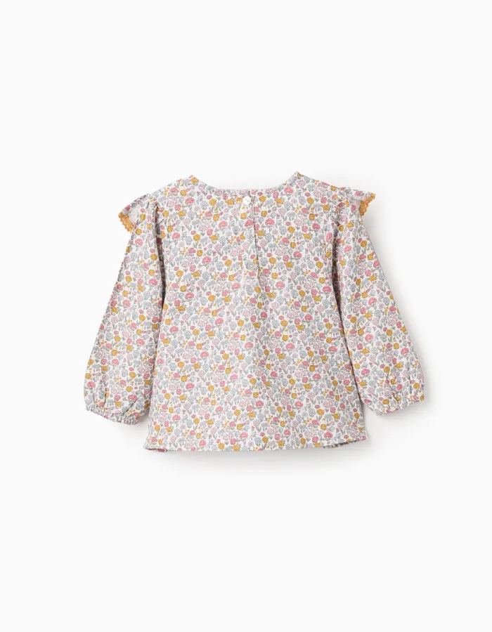 Cotton Floral Blouse for Baby Girls, Multicolour