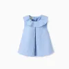 Cotton sleeveless blouse with embroidery for baby girls, light blue