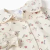 Long sleeve cotton blouse with floral pattern for baby girls, white