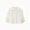 Long sleeve cotton shirt with flowers and ruffles for baby girls, white