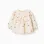 Long sleeve cotton blouse with embroidered flowers for baby girls, white