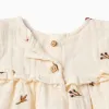 Long sleeve cotton blouse with embroidered flowers for baby girls, white