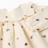 Long sleeve cotton blouse with embroidered flowers for baby girls, white