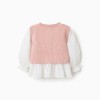 Dual-fabric jumper for baby girls, white/light pink