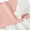 Dual-fabric jumper for baby girls, white/light pink