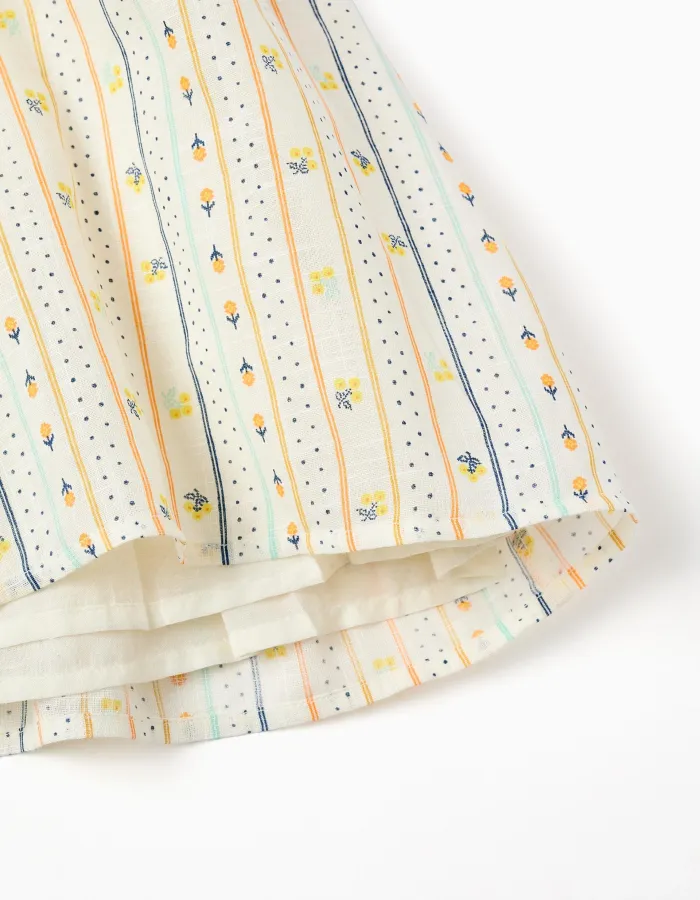 Cotton dress with floral pattern and ruffles for baby girls, multicolour