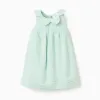 Sleeveless dress in cotton and linen for baby girls, light green