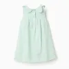 Sleeveless dress in cotton and linen for baby girls, light green