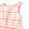 Striped cotton playsuit with cargo pockets for baby girls, multicolour