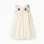 Dual-fabric dress with crochet flowers for baby girls, light beige