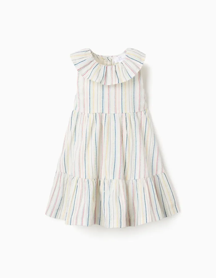 Cotton dress with ethnic stripes B&S for baby girls, multicolour