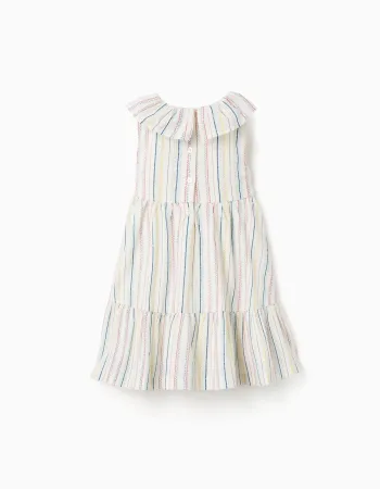 Cotton dress with ethnic stripes B&S for baby girls, multicolour