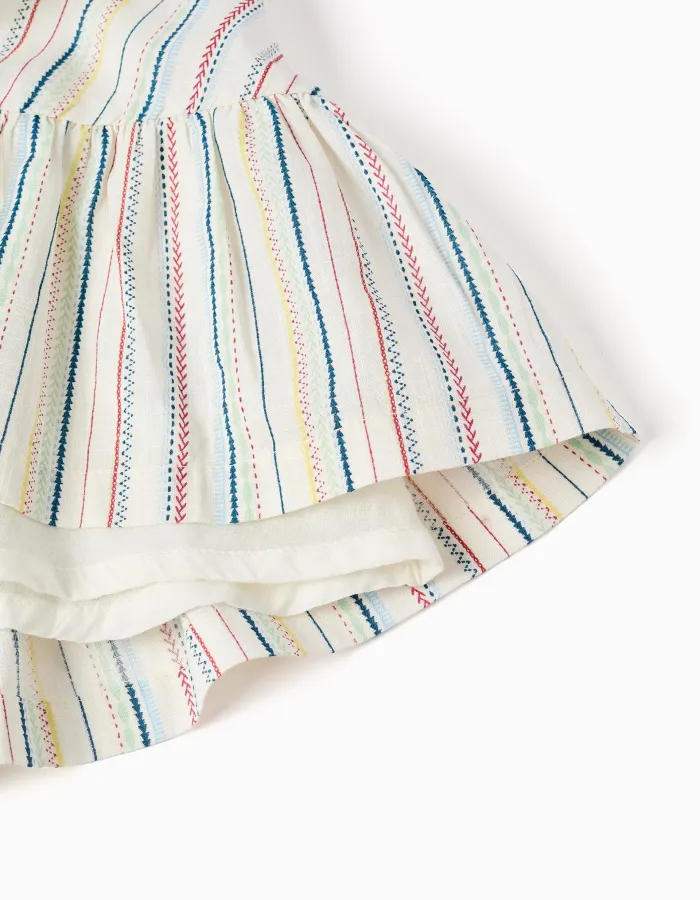 Cotton dress with ethnic stripes B&S for baby girls, multicolour