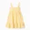 Sleeveless cotton dress with embroidered seaweed for baby girls, yellow