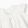 Cotton dress with broderie anglaise and ruffles for baby girls, white