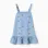 Sleeveless denim dress with Minnie motif for baby girls, light blue