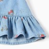 Sleeveless denim dress with Minnie motif for baby girls, light blue
